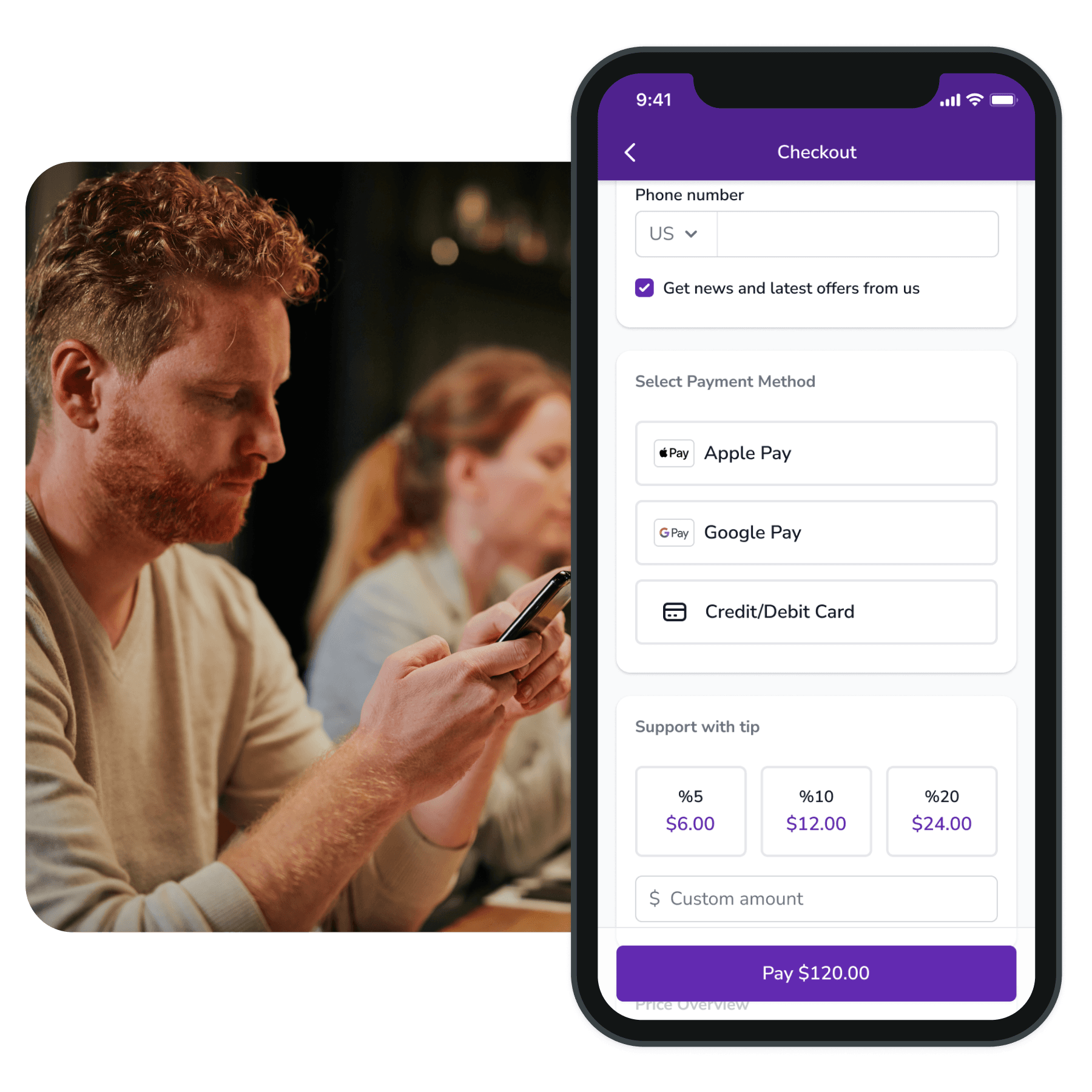 FineDine order & pay screen.
