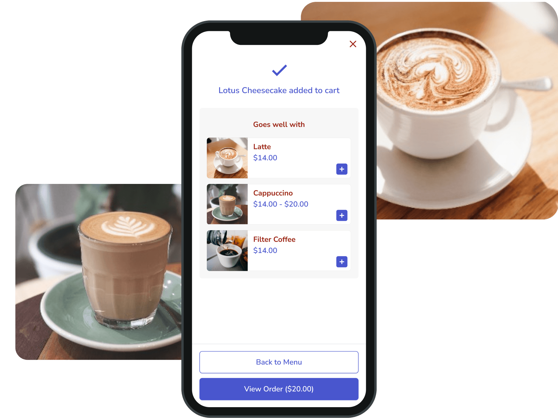 Casual dining recommended items screen.