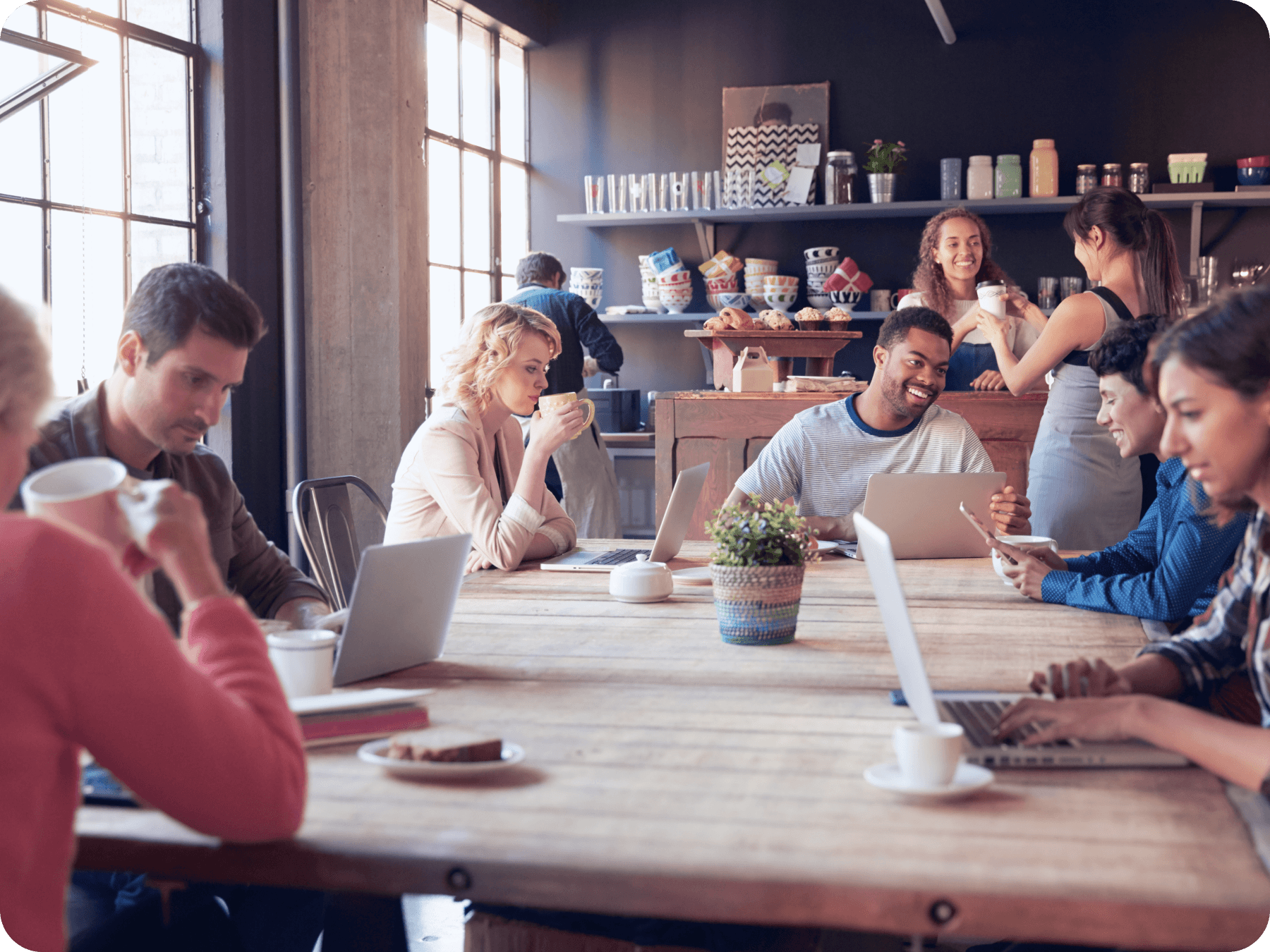 Studying at the coffee shops.
